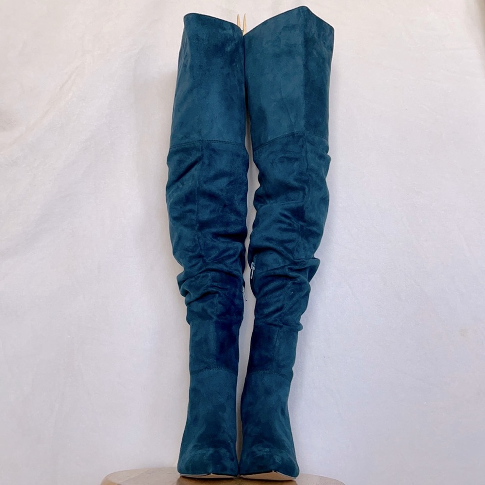 Navy thigh high boots